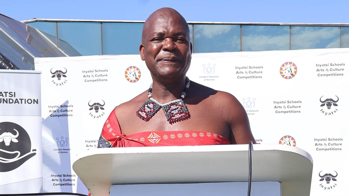 ENCAC CEO, Stanley Dlamini giving his remarks on the podium.
